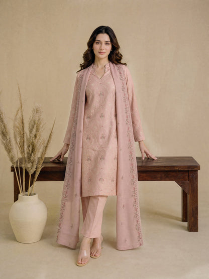 RUHANI 3pcs Un-Stitched Exclusive Emb Cambric