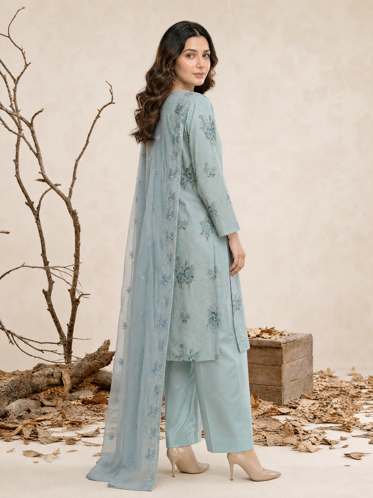 ZARIA 3pcs Un-Stitched Emb Cambric [D-4376]