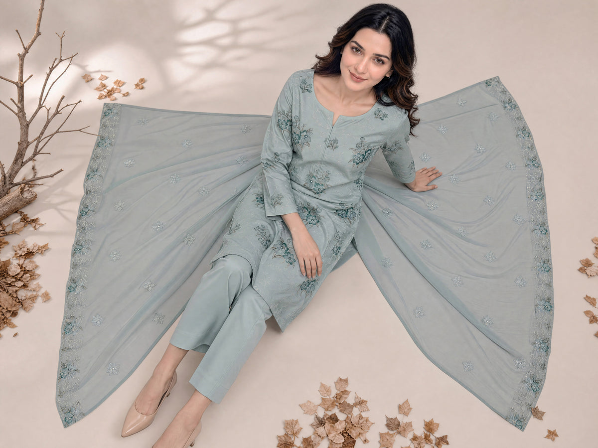 ZARIA 3pcs Un-Stitched Emb Cambric [D-4376]