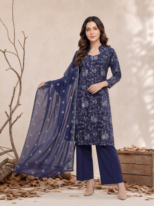 ZARIA 3pcs Un-Stitched Emb Cambric [D-4377]