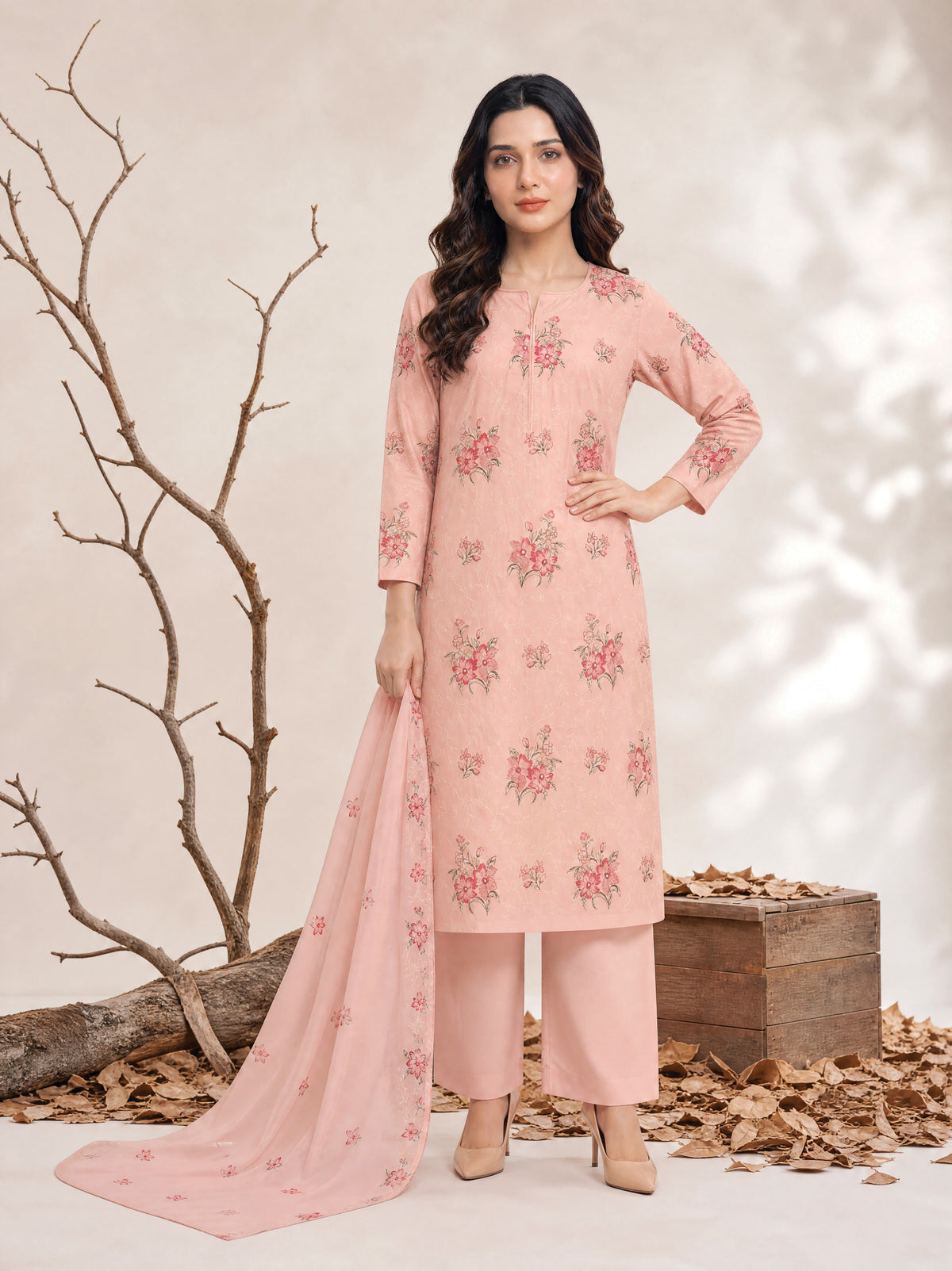 ZARIA 3pcs Un-Stitched Emb Cambric [D-4379]