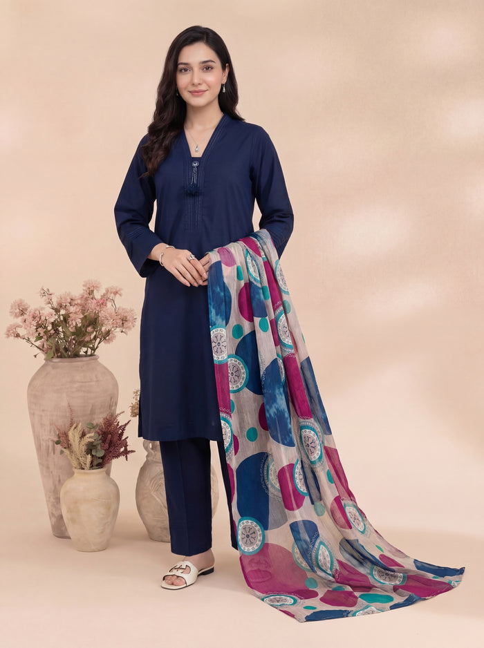 Guldaan 3pcs Stitched Solid Cotton [D-4487]