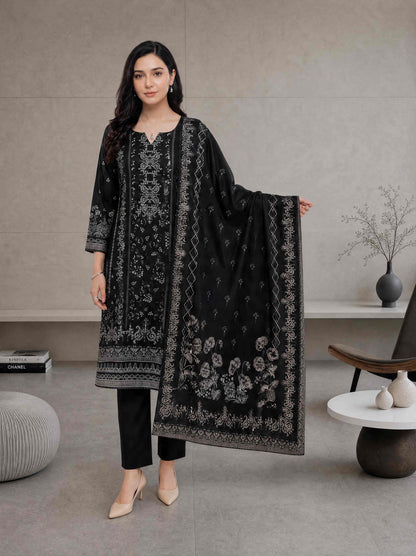 Mahanij by Tawakkal Black & White Printed 3-Piece Unstitched Lawn Suit