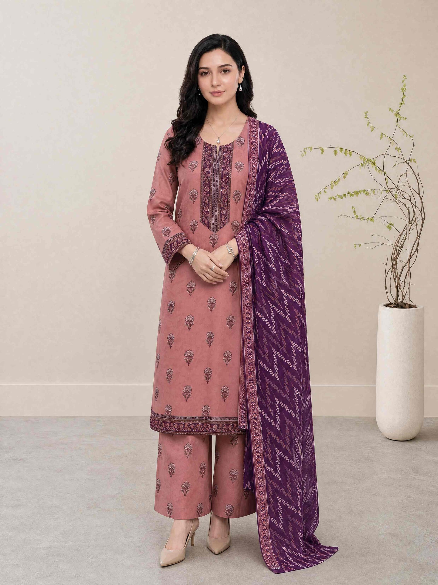 Melis 3pcs Un-Stitched Printed Lawn [D-4574]