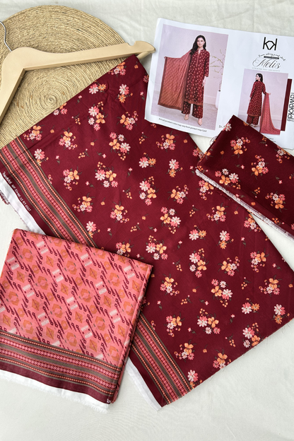 Melis 3pcs Un-Stitched Printed Lawn [D-4578]