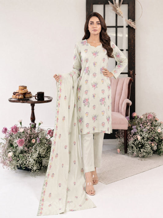PARISA 3pcs Un-Stitched Emb Cambric [D-4636]