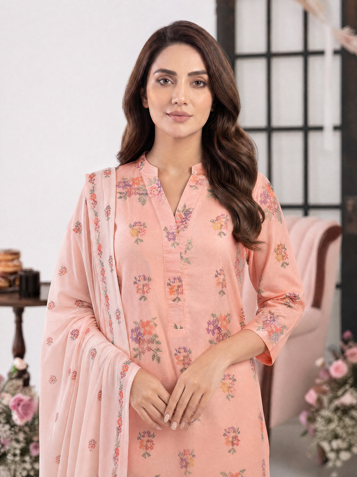 PARISA 3pcs Un-Stitched Emb Cambric [D-4638]