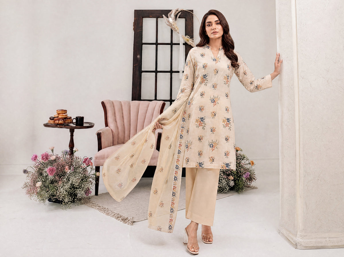 PARISA 3pcs Un-Stitched Emb Cambric [D-4640]