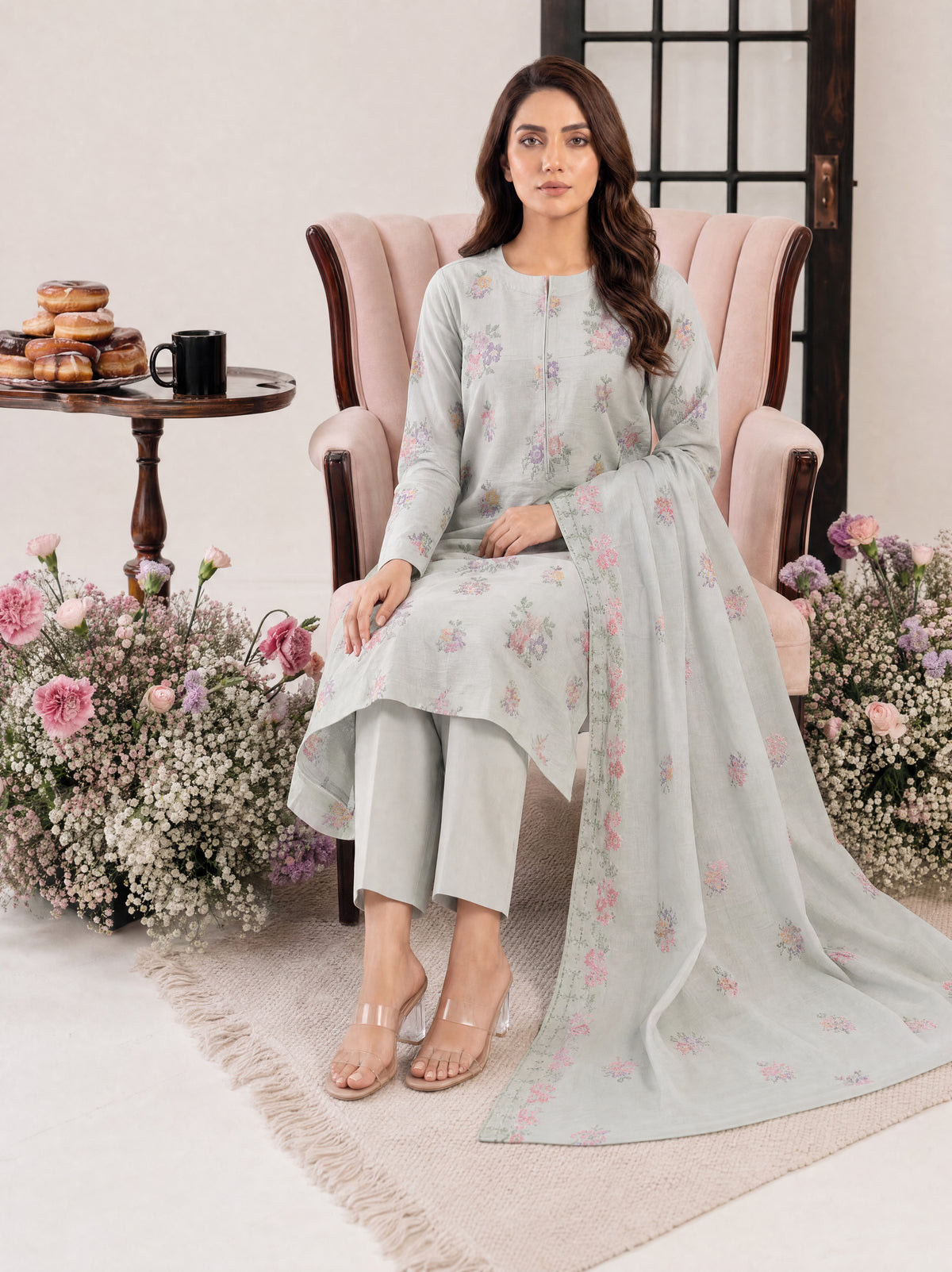 PARISA 3pcs Un-Stitched Emb Cambric [D-4641]