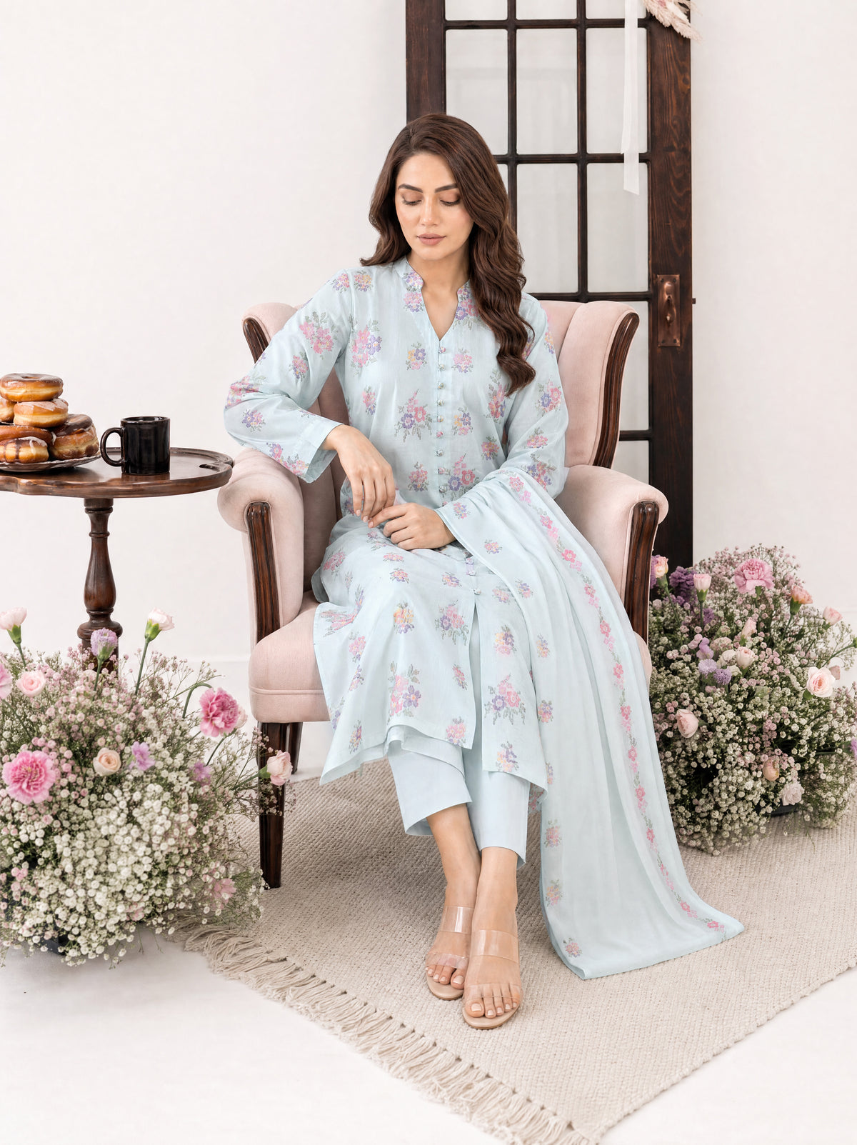PARISA 3pcs Un-Stitched Emb Cambric [D-4642]