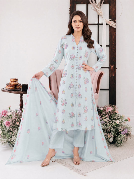 PARISA 3pcs Un-Stitched Emb Cambric [D-4642]