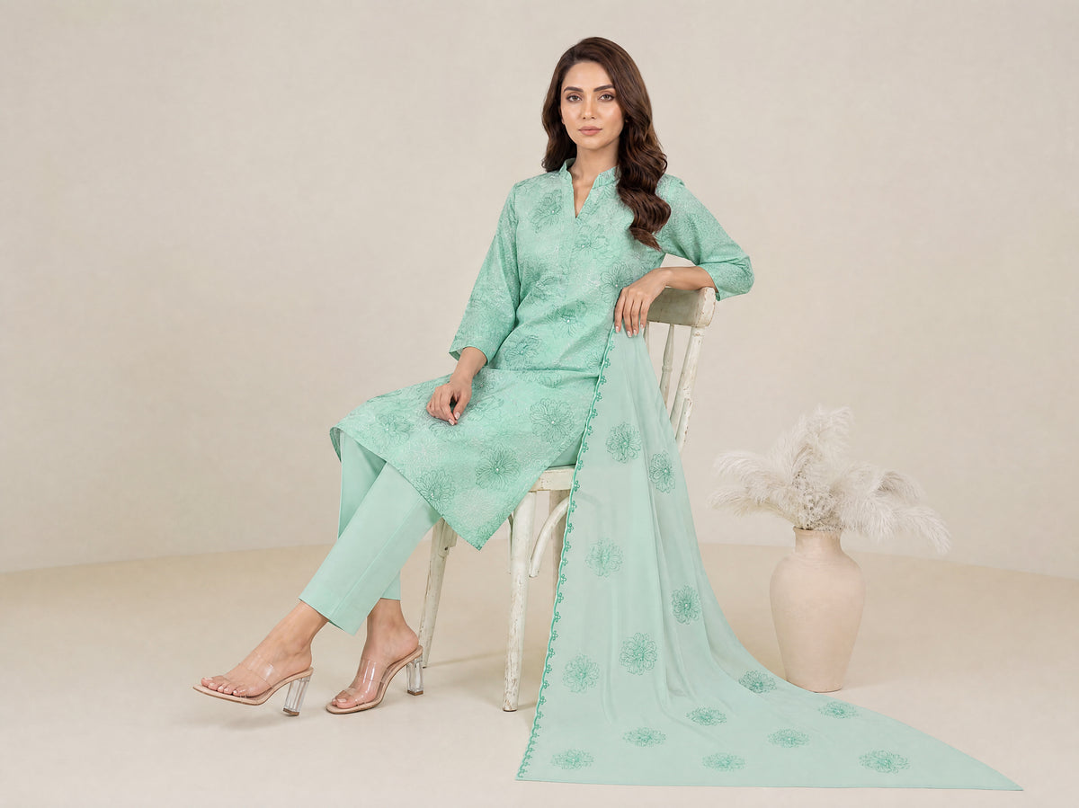 AYRA 3pcs Un-Stitched Emb Cambric [D-4884]