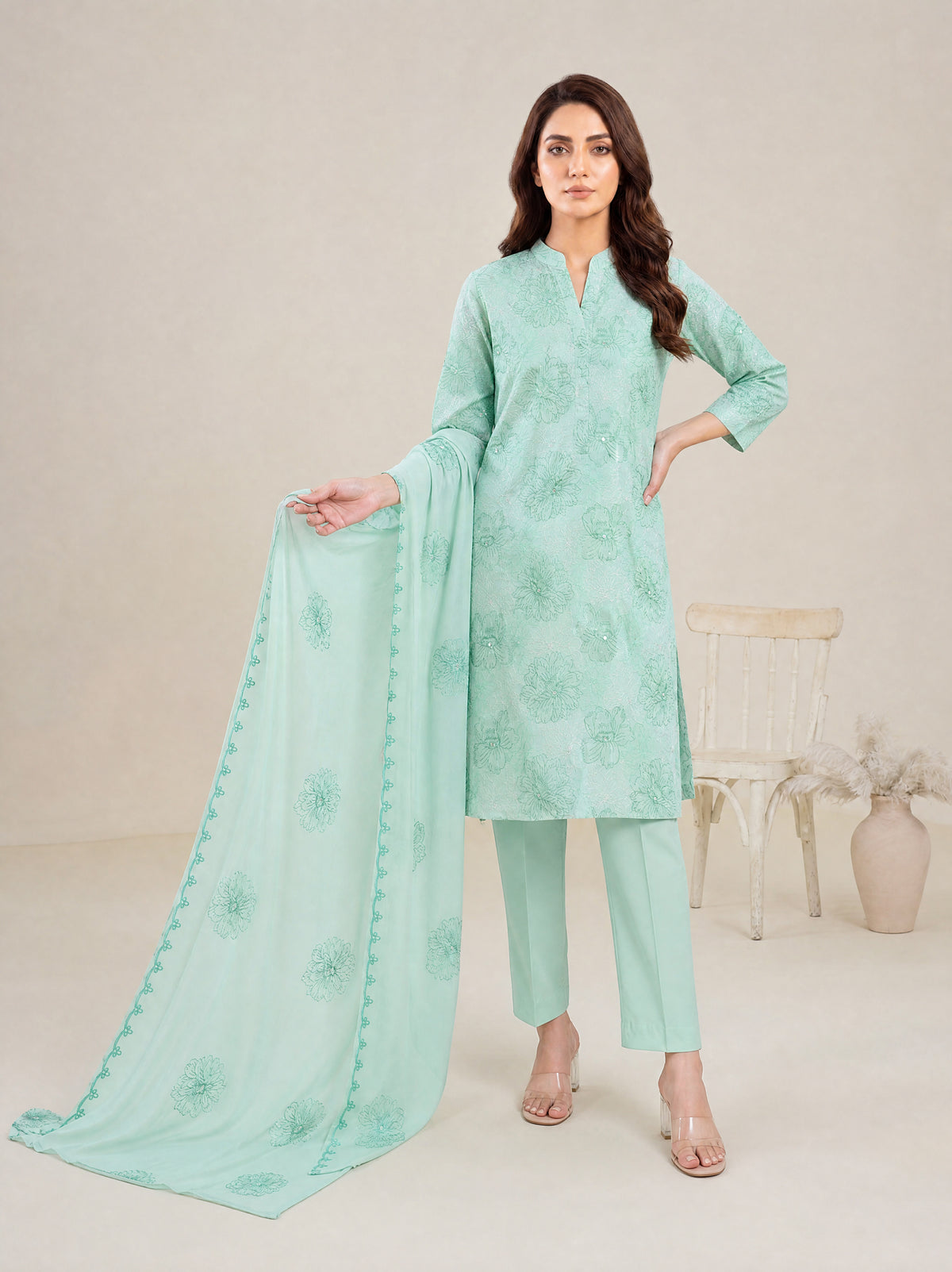 AYRA 3pcs Un-Stitched Emb Cambric [D-4884]