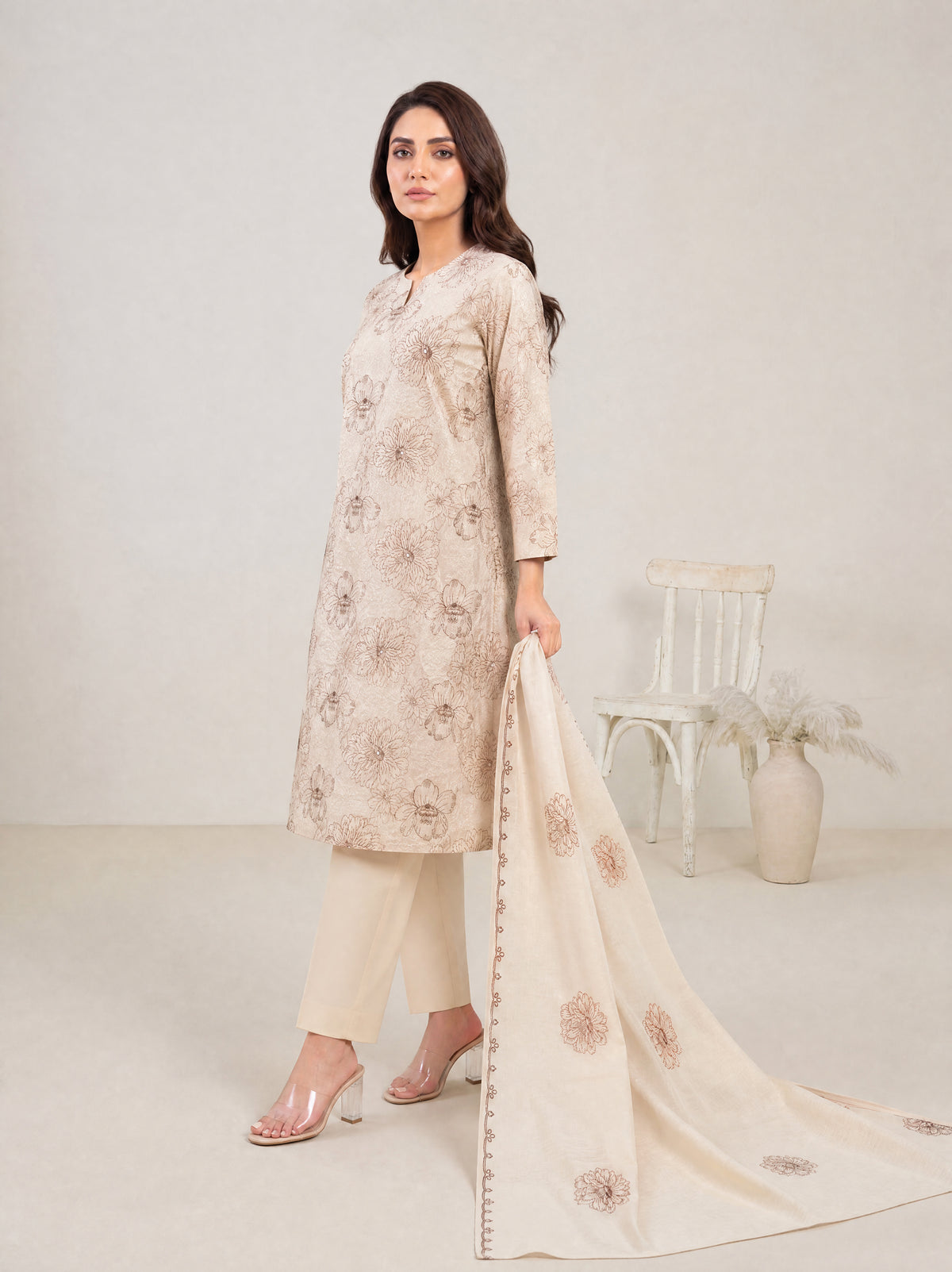 AYRA 3pcs Un-Stitched Emb Cambric [D-4885]