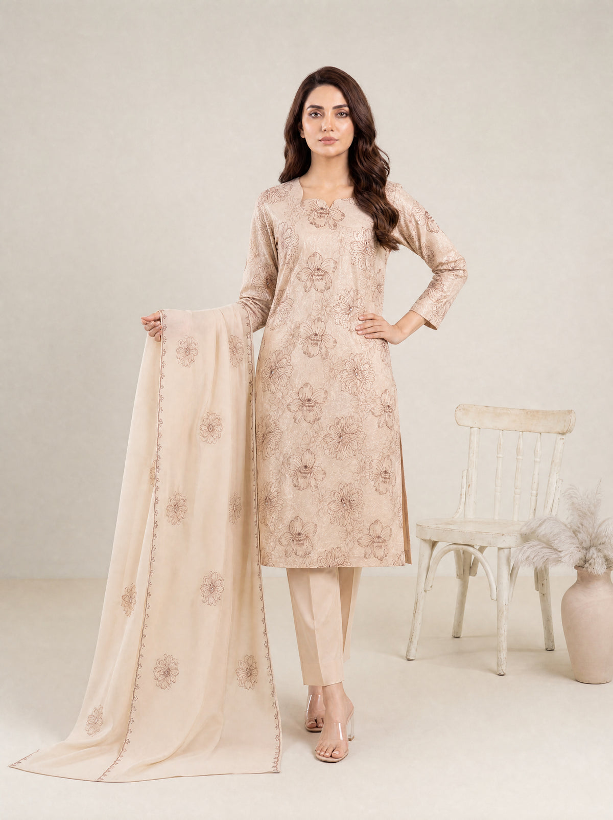 AYRA 3pcs Un-Stitched Emb Cambric [D-4885]