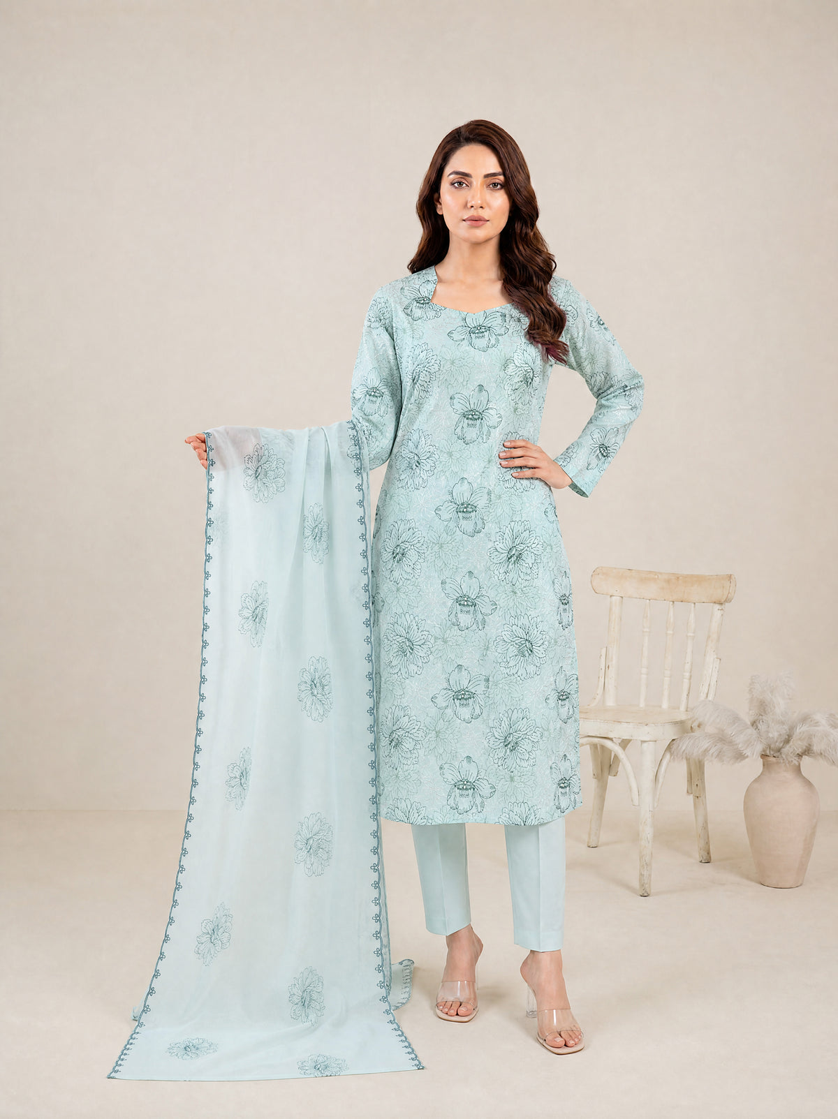 AYRA 3pcs Un-Stitched Emb Cambric [D-4887]
