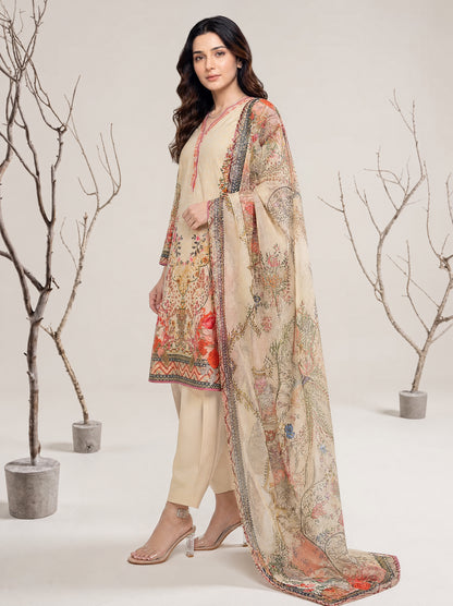 NAAZ 3pcs Un-Stitched Printed Lawn [D-4921]