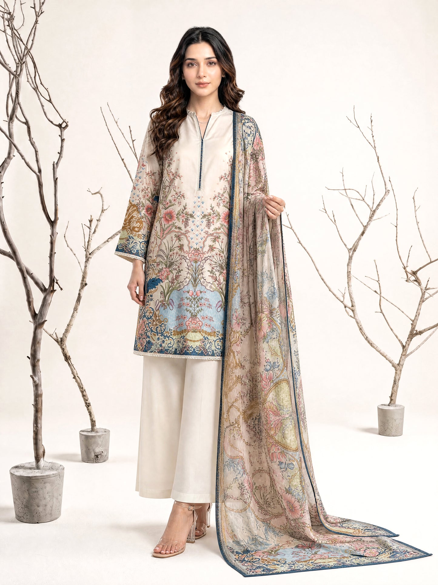NAAZ 3pcs Un-Stitched Printed Lawn [D-4922]