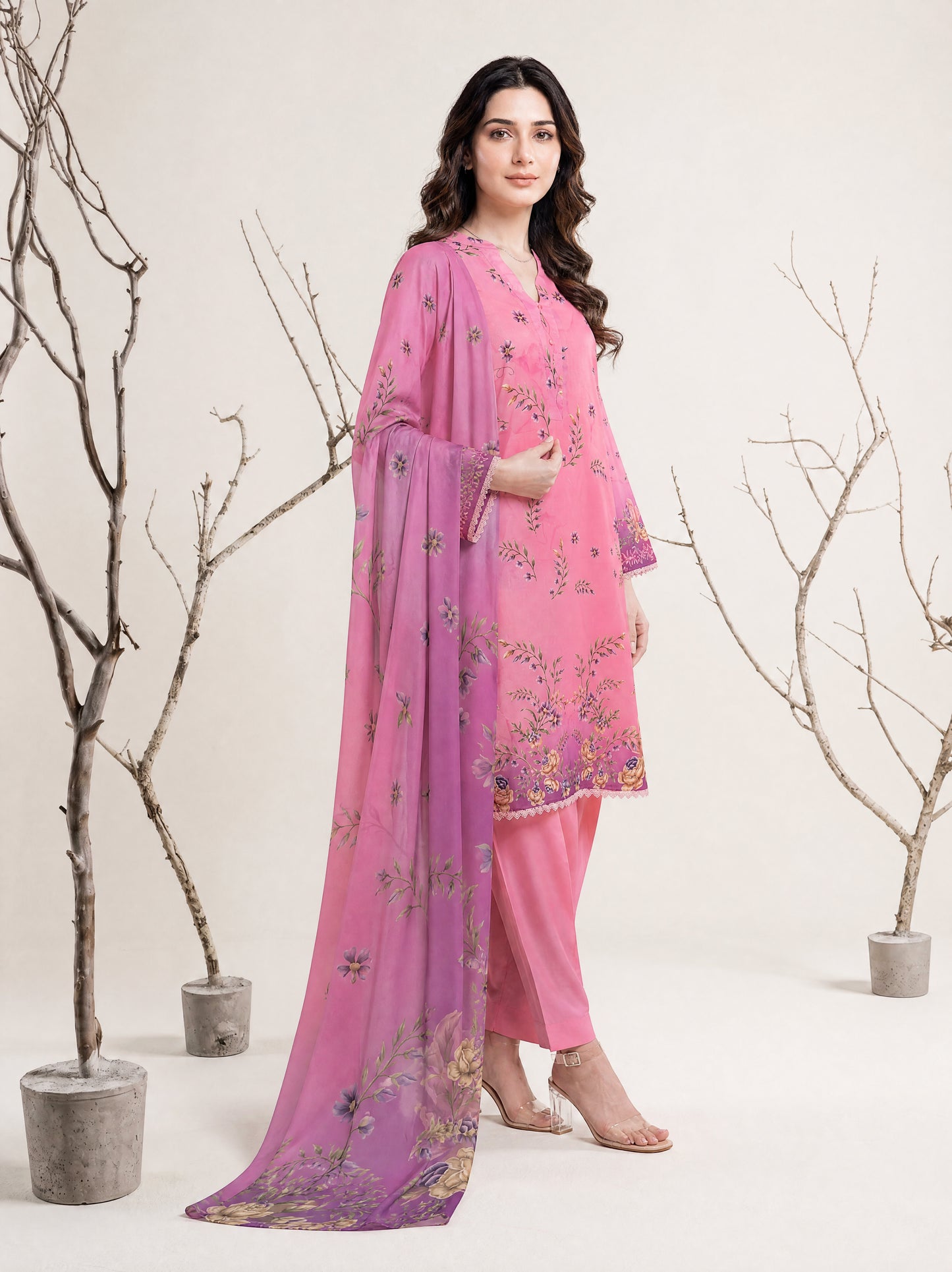 NAAZ 3pcs Un-Stitched Printed Lawn [D-4925]