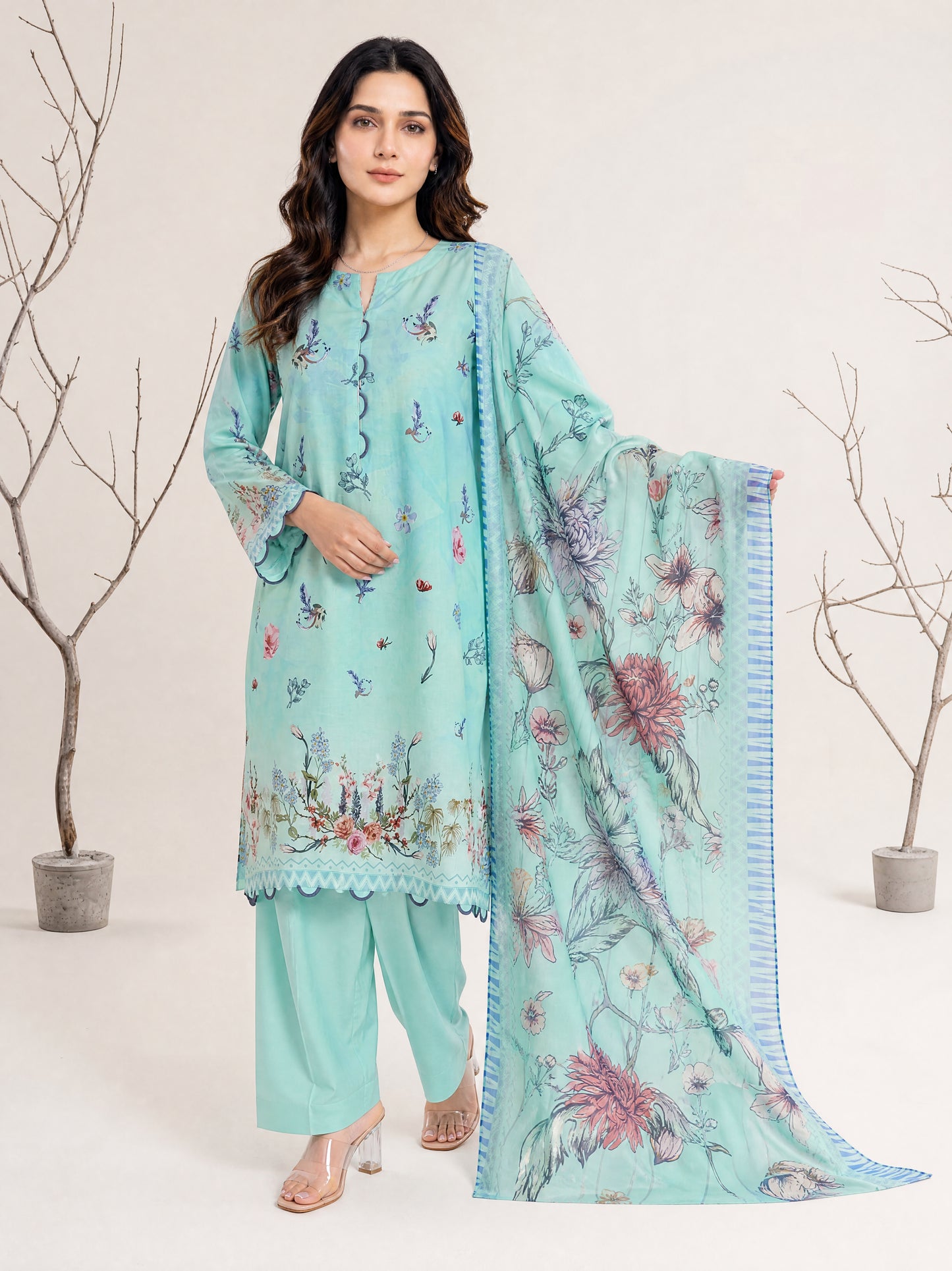 NAAZ 3pcs Un-Stitched Printed Lawn [D-4926]