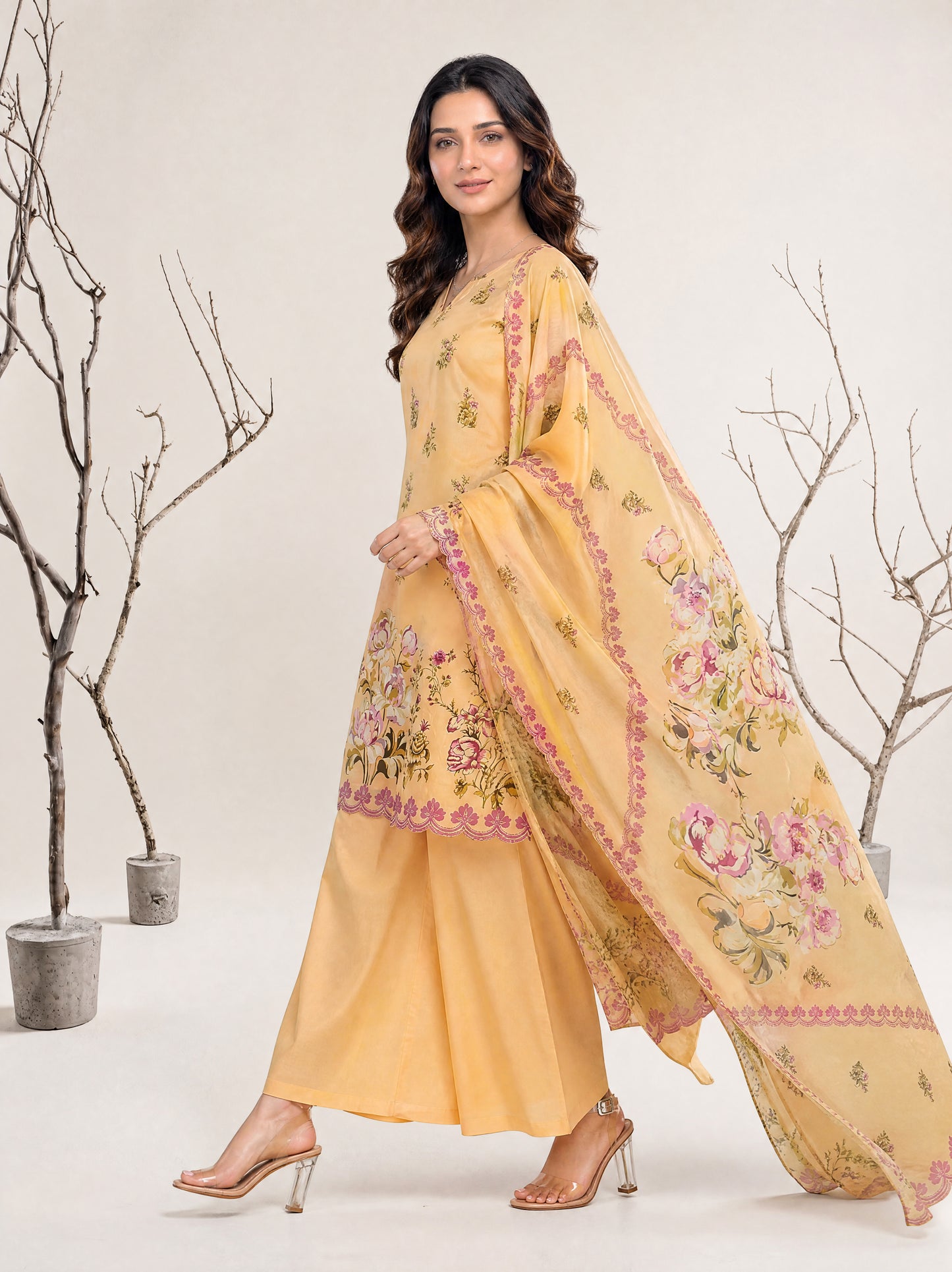 NAAZ 3pcs Un-Stitched Printed Lawn [D-4927]