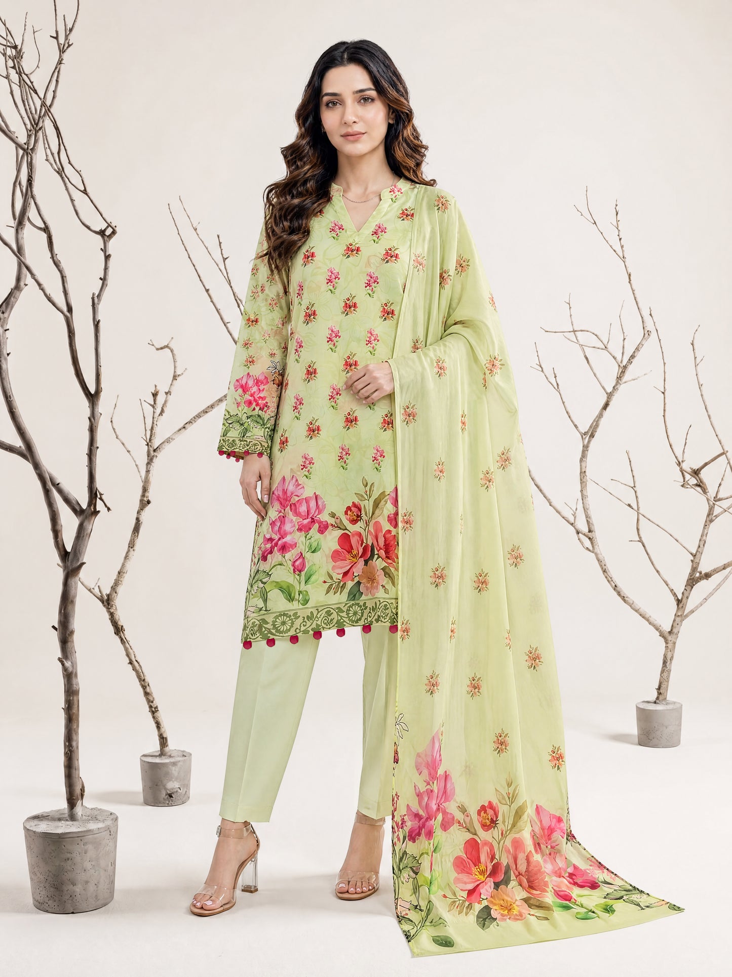 NAAZ 3pcs Un-Stitched Printed Lawn [D-4928]