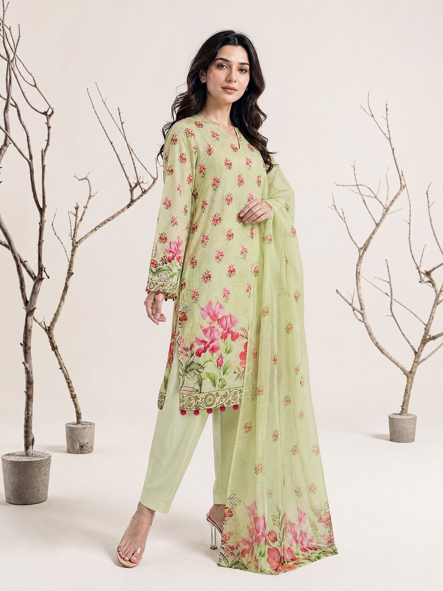 NAAZ 3pcs Un-Stitched Printed Lawn [D-4928]
