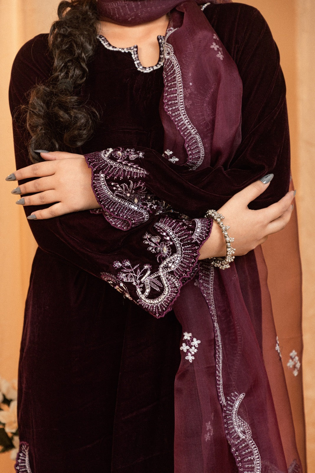 TK-080 - Luxury Hand Work Velvet 3-pcs