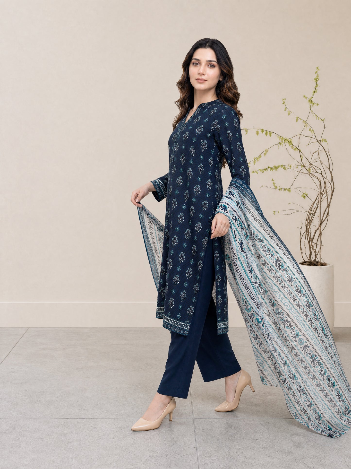 Melian 3Pcs Unstitched Printed Lawn [D-5121]