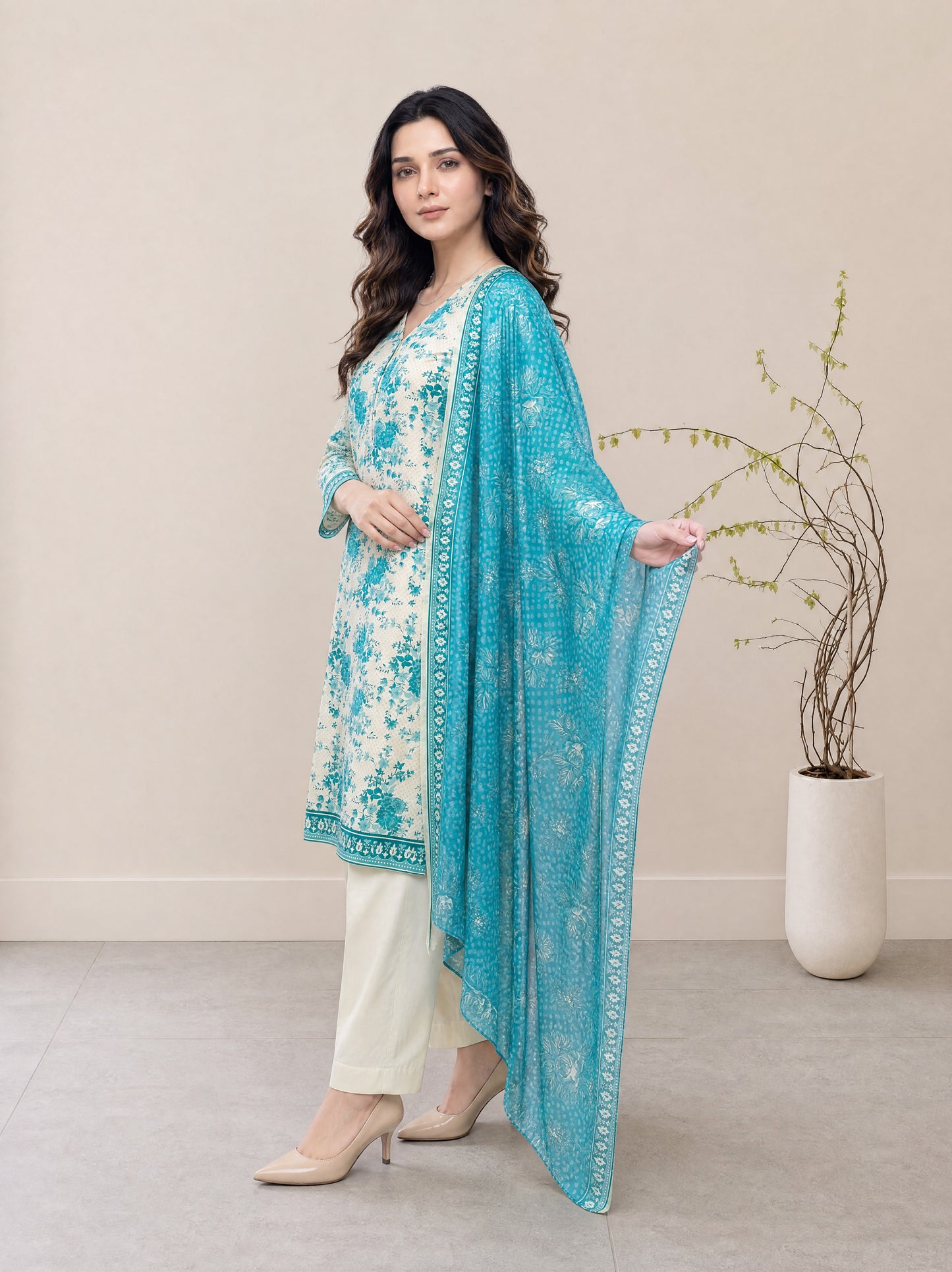 Melian 3Pcs Unstitched Printed Lawn [D-5122]