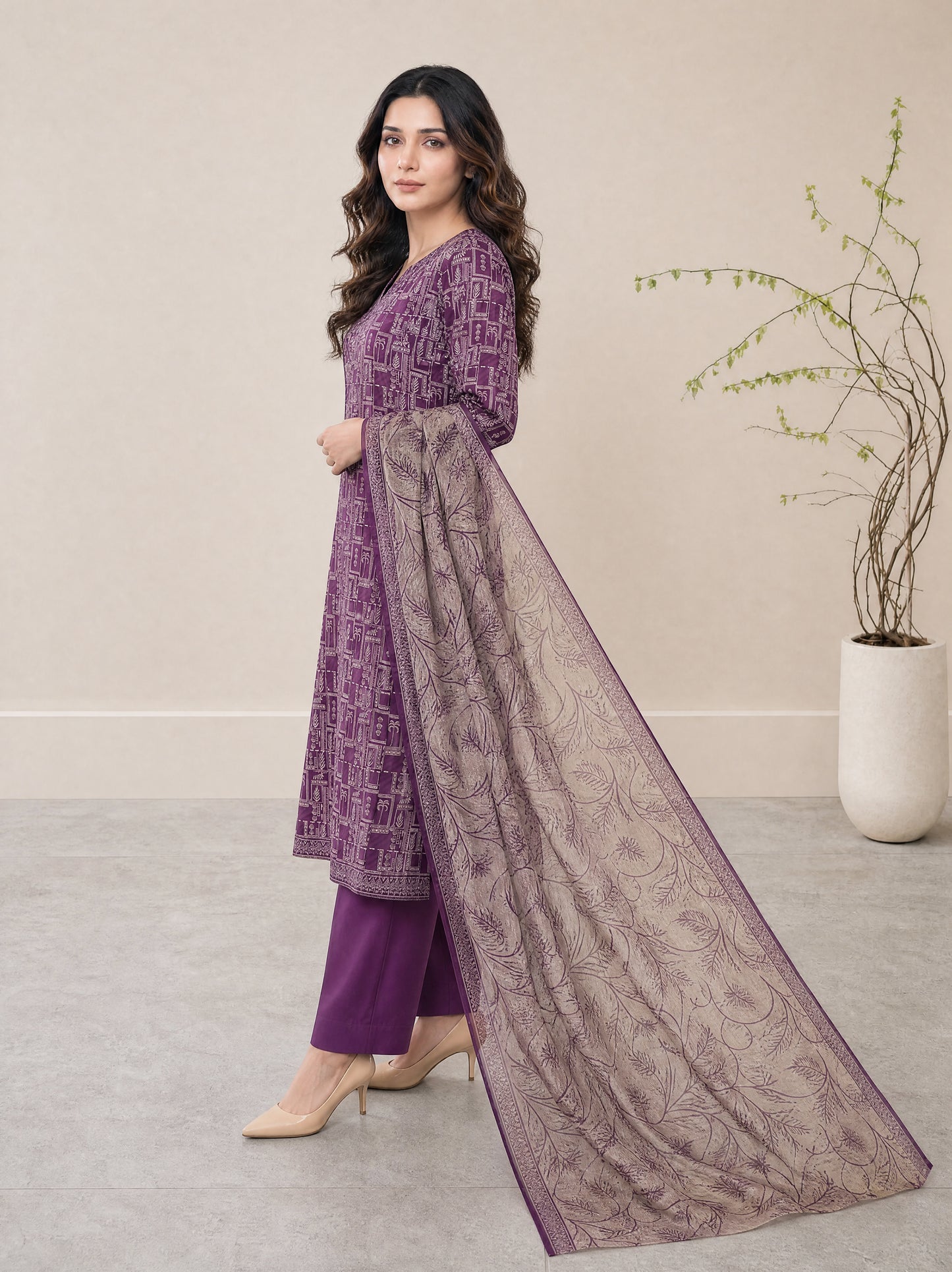 FIZA 3pcs Stitched Printed Lawn [D-1321]