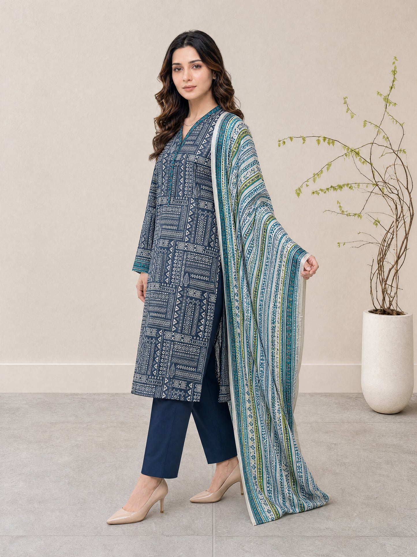 FIZA 3pcs Stitched Printed Lawn [D-1323]