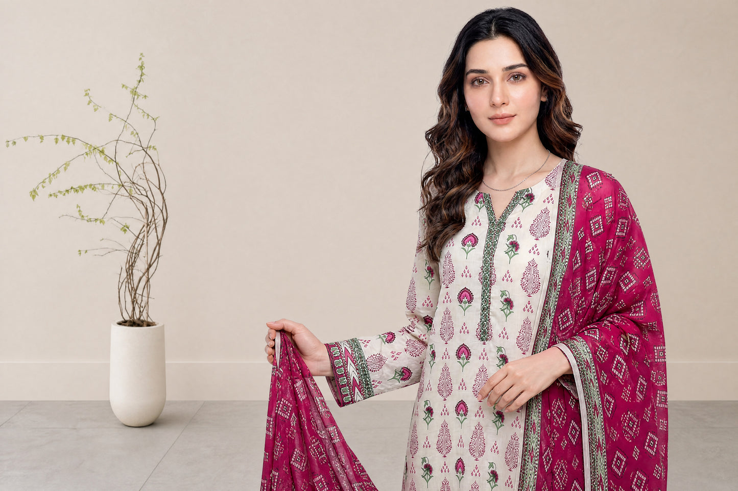 FIZA 3pcs Stitched Printed Lawn [D-1324]