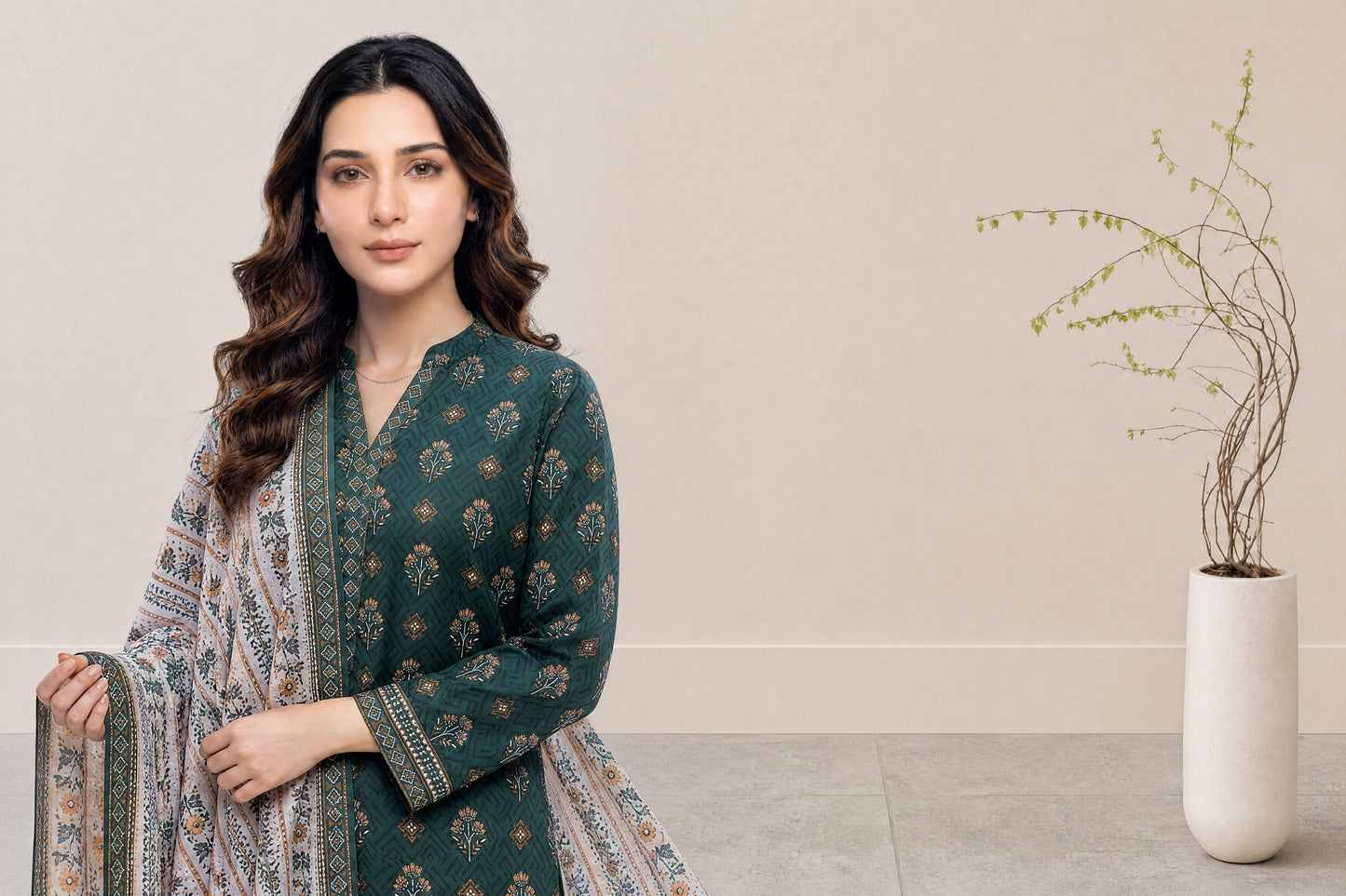 Melian 3Pcs Unstitched Printed Lawn [D-5128]