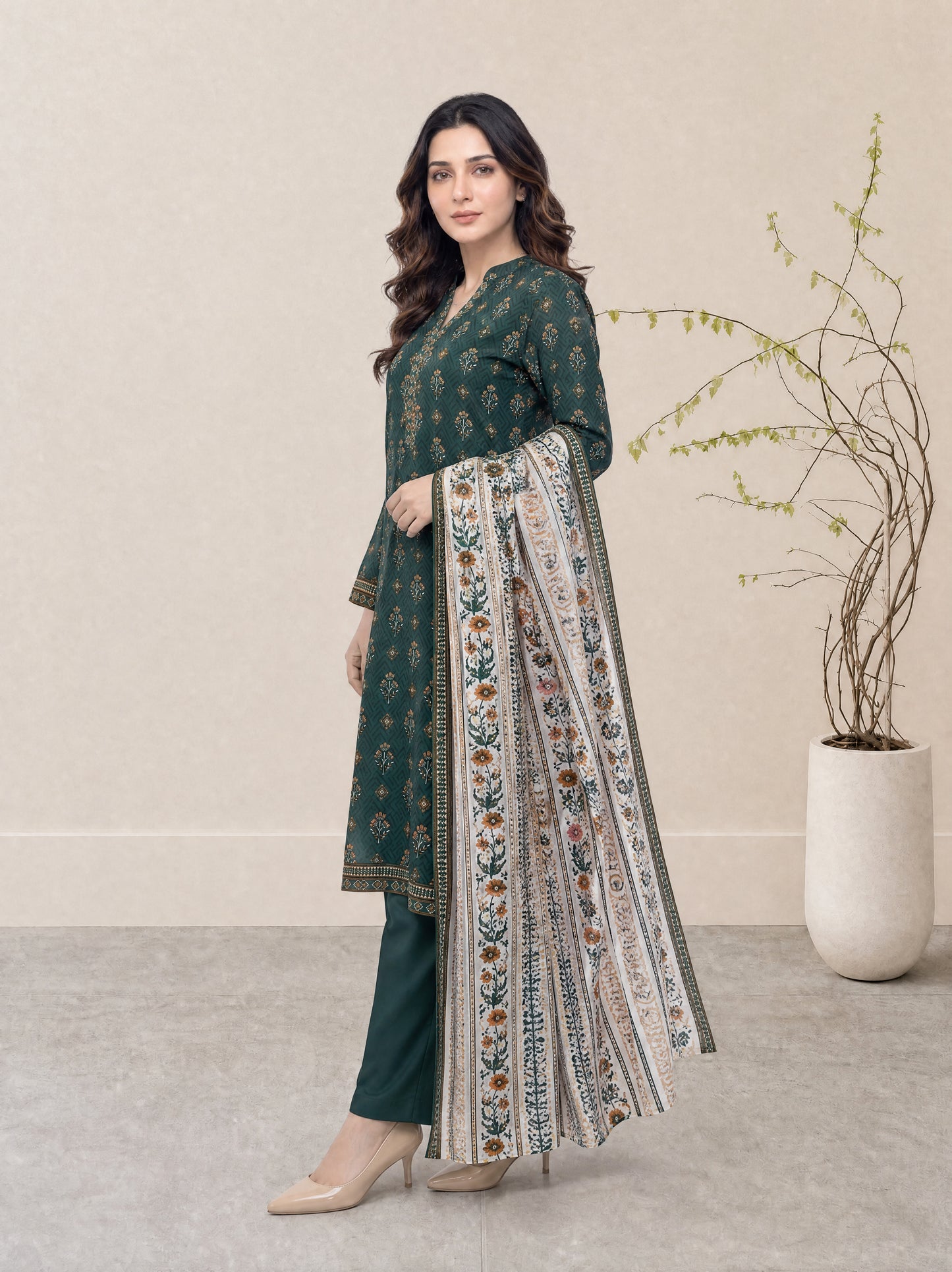 Melian 3Pcs Unstitched Printed Lawn [D-5128]