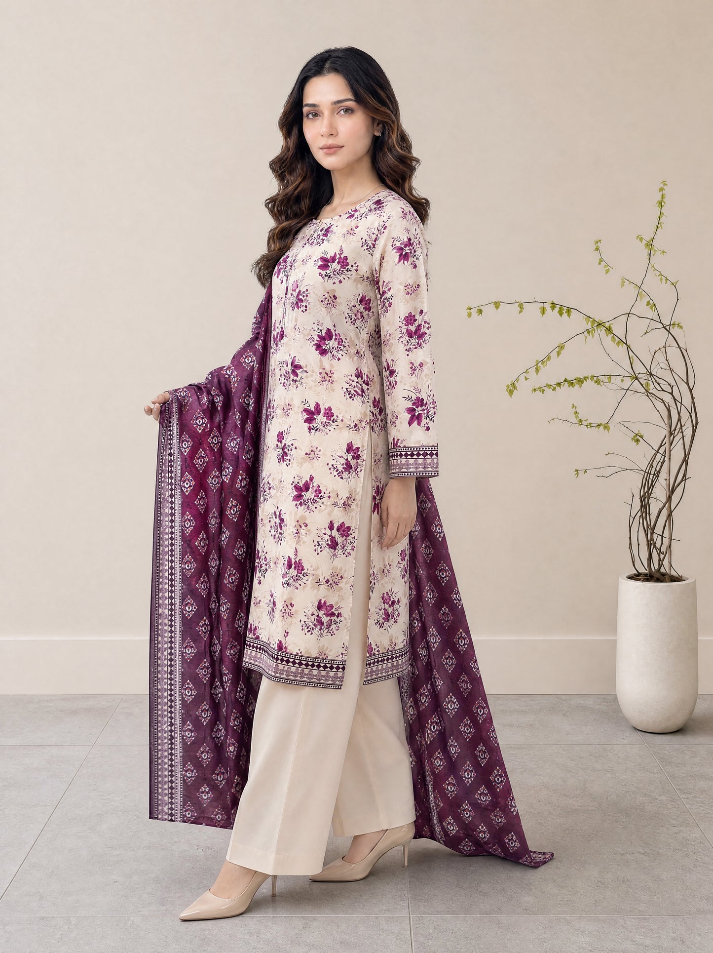 Melian 3Pcs Unstitched Printed Lawn [D-5129]