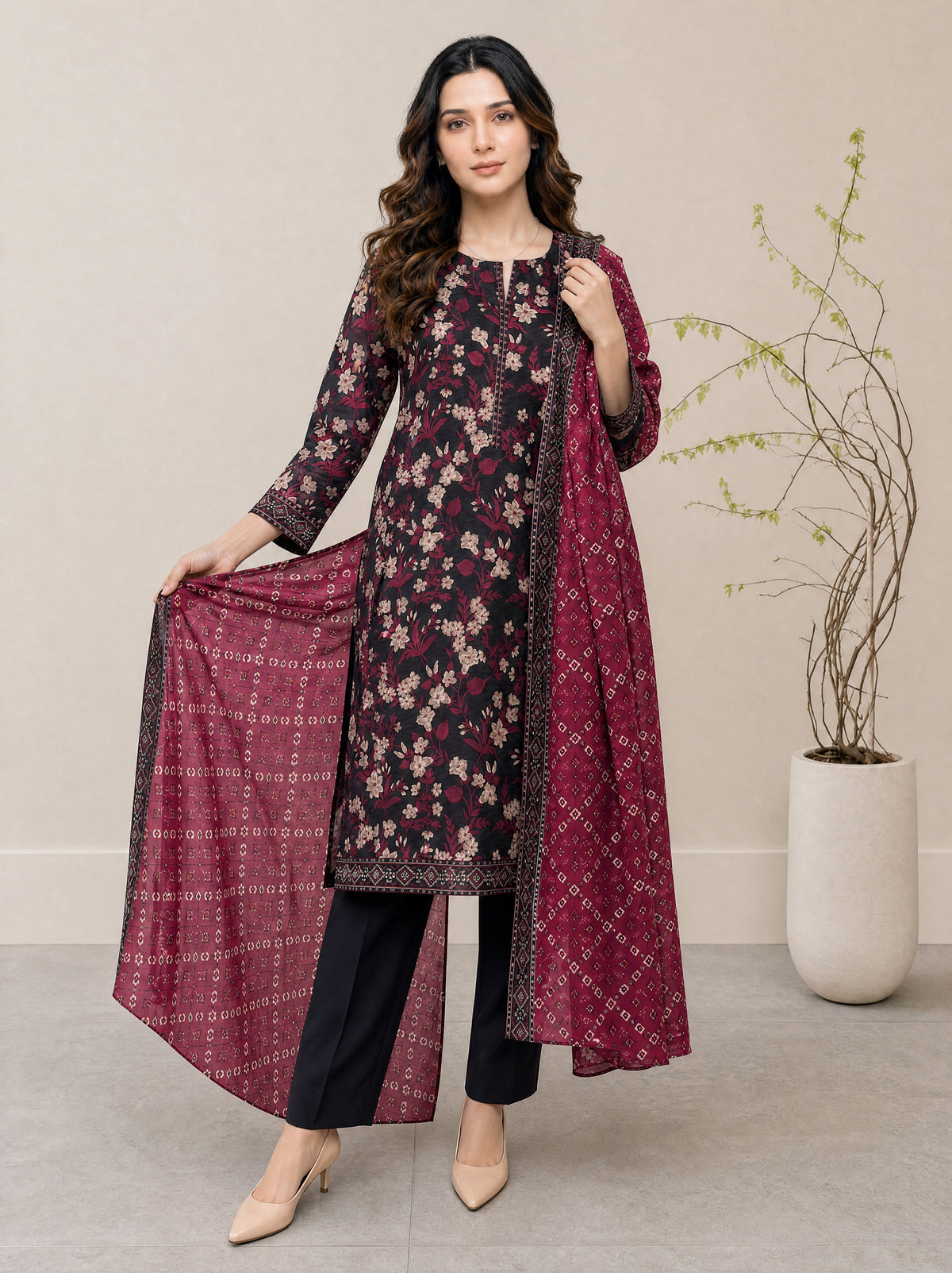 FIZA 3pcs Stitched Printed Lawn [D-1327]