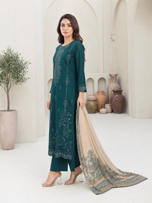MAHNEER 3pcs Un-Stitched Emb Lawn [D-5231]