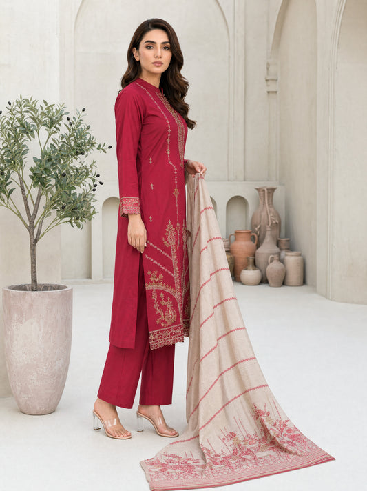 MAHNEER 3pcs Un-Stitched Emb Lawn [D-5234]