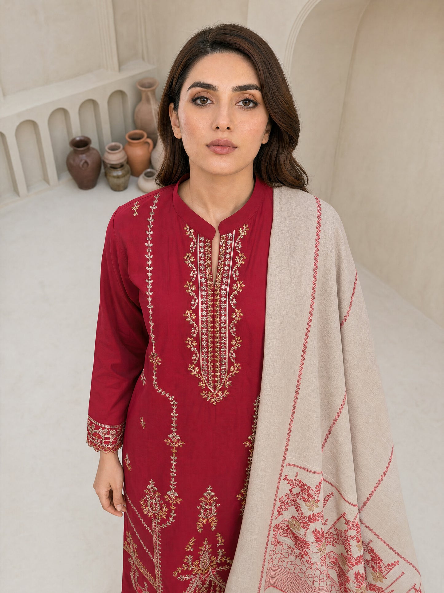 MAHNEER 3pcs Un-Stitched Emb Lawn [D-5234]
