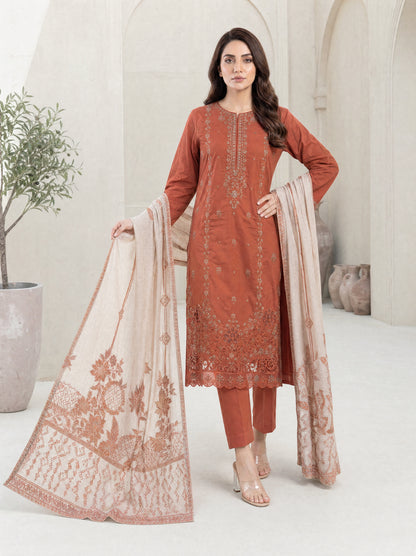 MAHNEER 3pcs Un-Stitched Emb Lawn [D-5235]