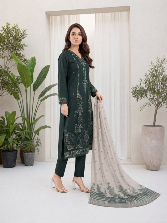 MAHNEER 3pcs Un-Stitched Emb Lawn [D-5238]