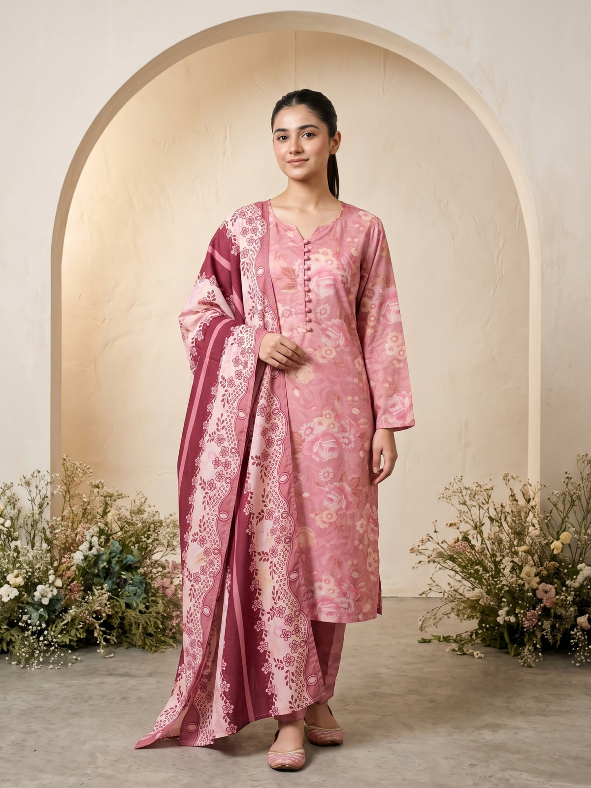 ZEBA 3pcs Un-Stitched Printed Staple [D-6655]