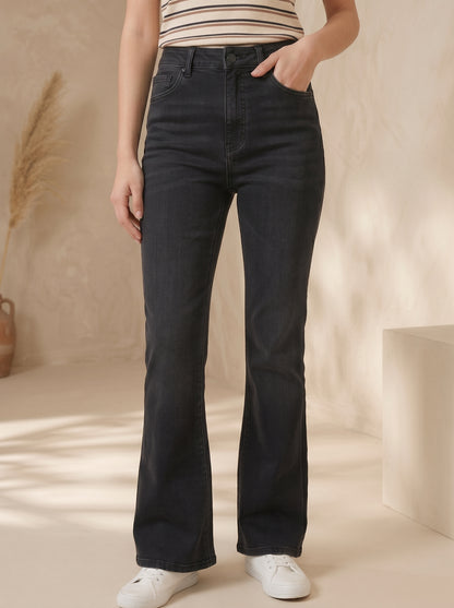 Bell Bottom Black Jeans D-002