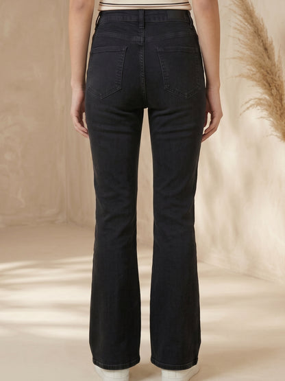 Bell Bottom Black Jeans D-002