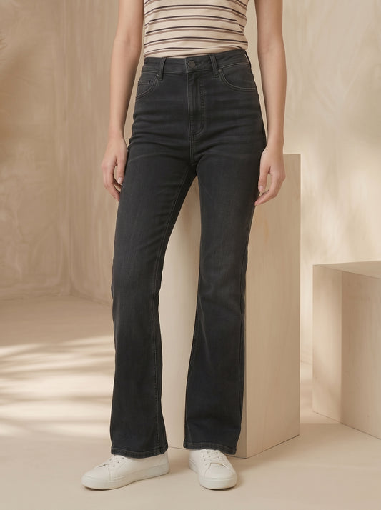 Bell Bottom Black Jeans D-002