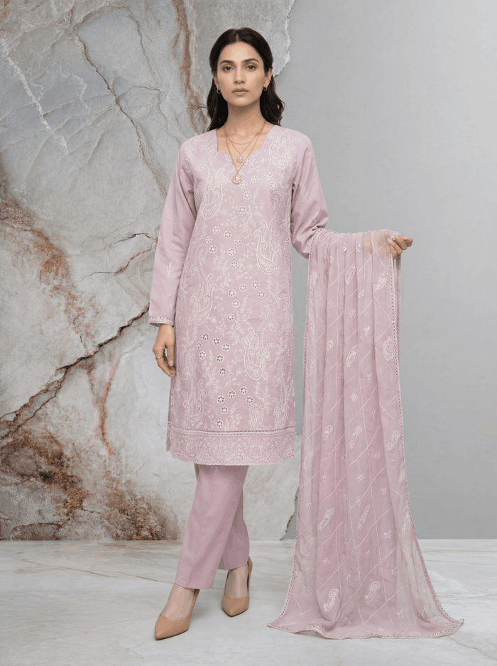 Mazena 3Pcs Stitched Fancy Emb Lawn D-1599