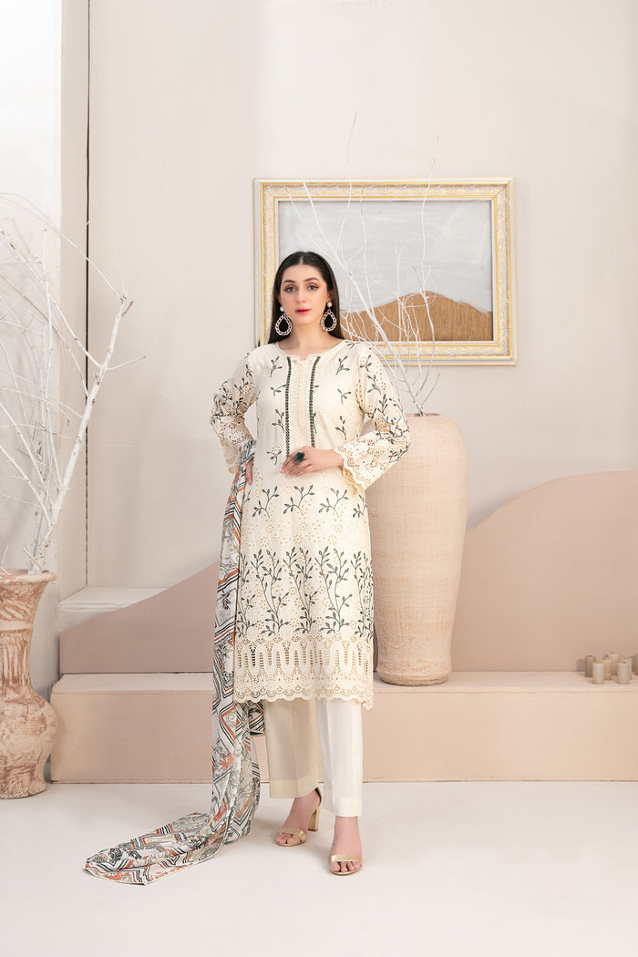 Mehri Vol-1 3Pcs Stitched Emb Lawn [D-3076]
