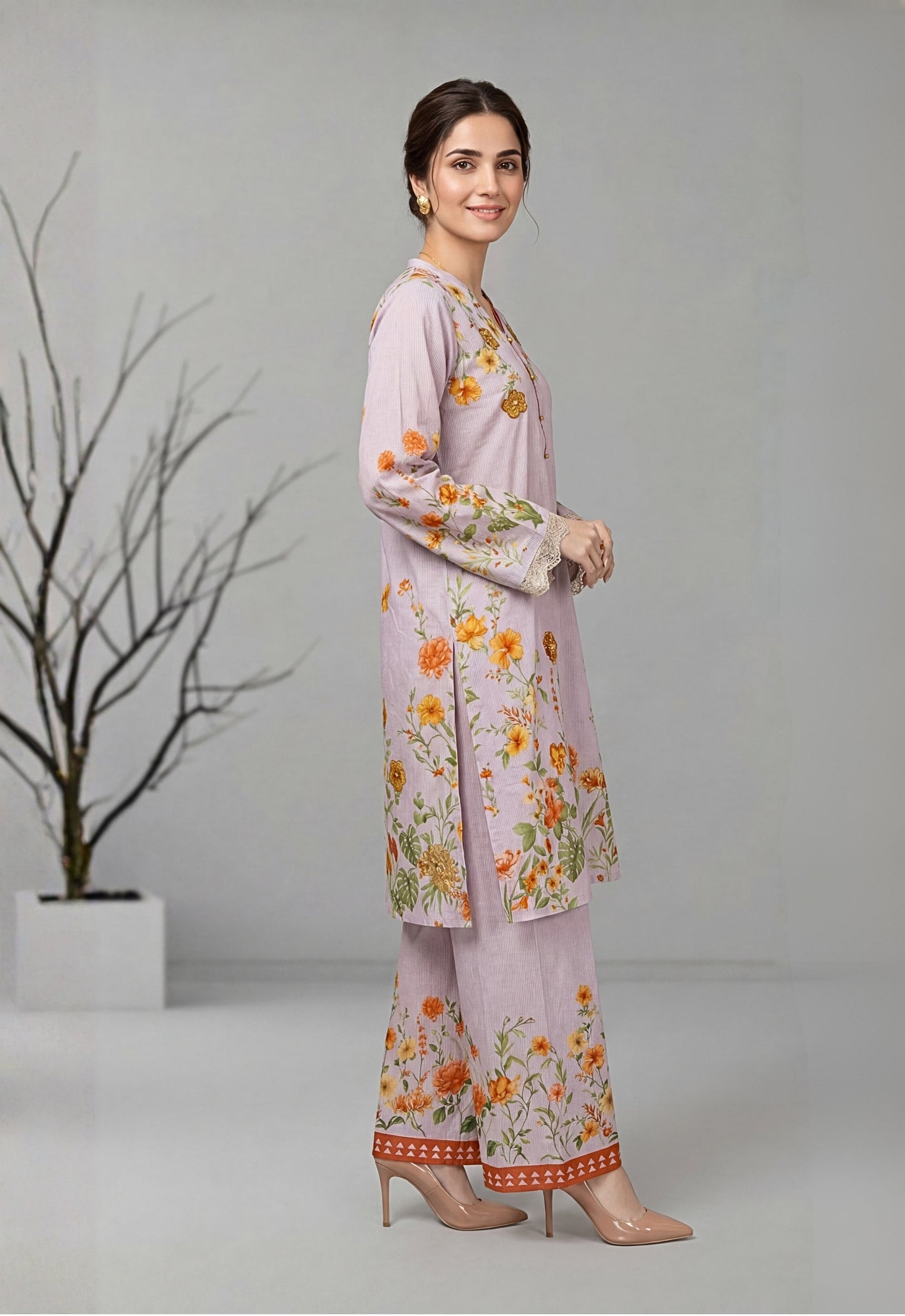 Aura 2pcs Stitched Emb Printed Swiss [D-4324]