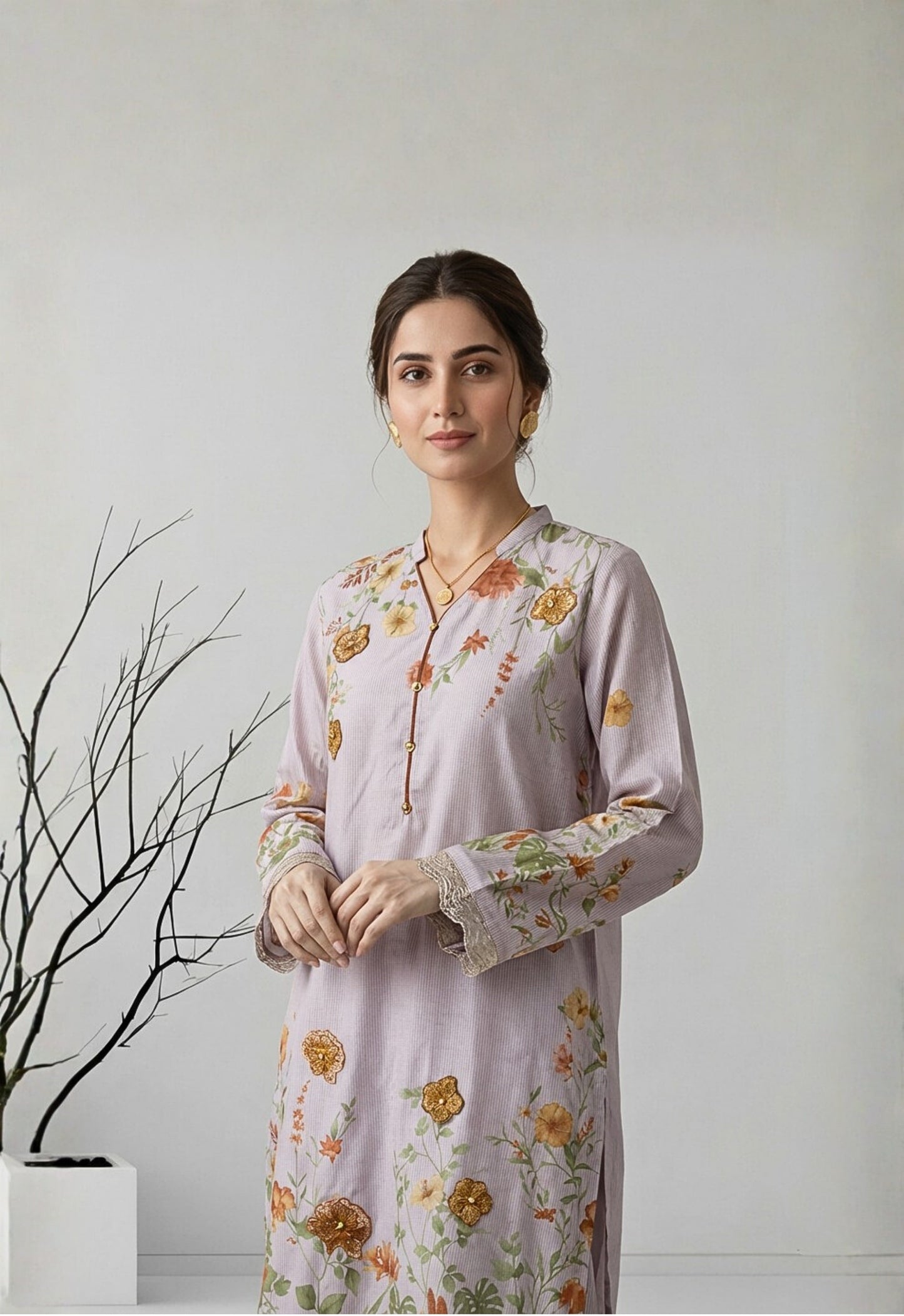 Aura 2pcs Stitched Emb Printed Swiss [D-4324]